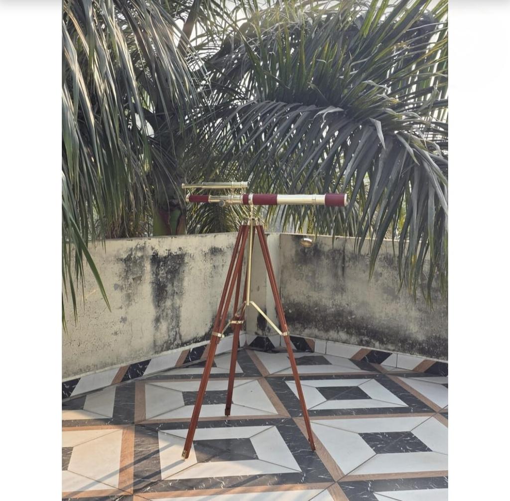 Luxury Vintage Brass Telescope with Wooden Tripod Nautical Home Decor Explorer Gift Office & Library Display
