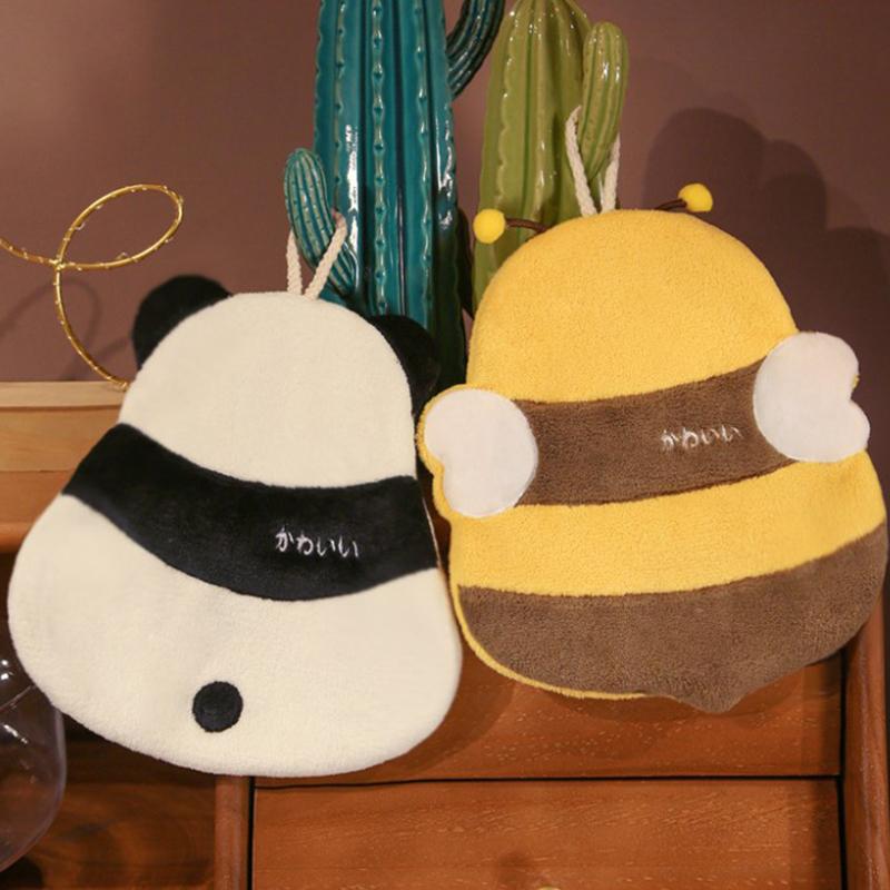 Coral Fleece Hand Towel Cute Cartoon Plush Lanyard Multi-functional Absorbent Towels Wipe Handkerchief Rag Cleaning Cloth