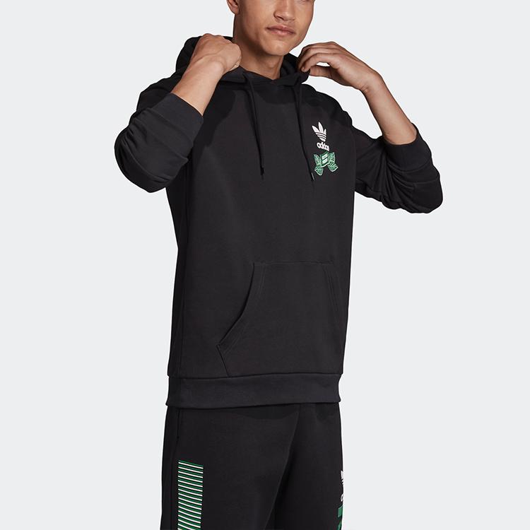 Adidas Originals Sudadera con Capucha Copo de Nieve Trébol Hombre Tops Negro FP7702
