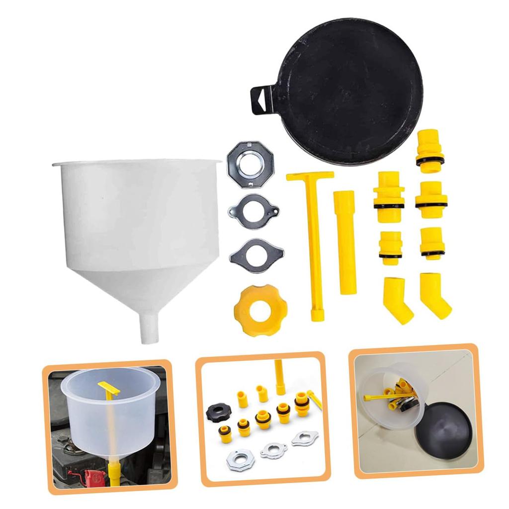 LALAFINA Car Splashproof Radiator Fill Kit Durable Plastic Funnel Pressure with Stopper Auto Funnel Extension Elbow