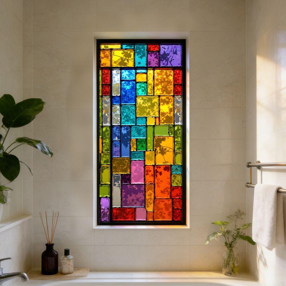 45*100cm Privacy Window Film Static Cling Frosted Window Film Stained Glass Stickers Glass Door