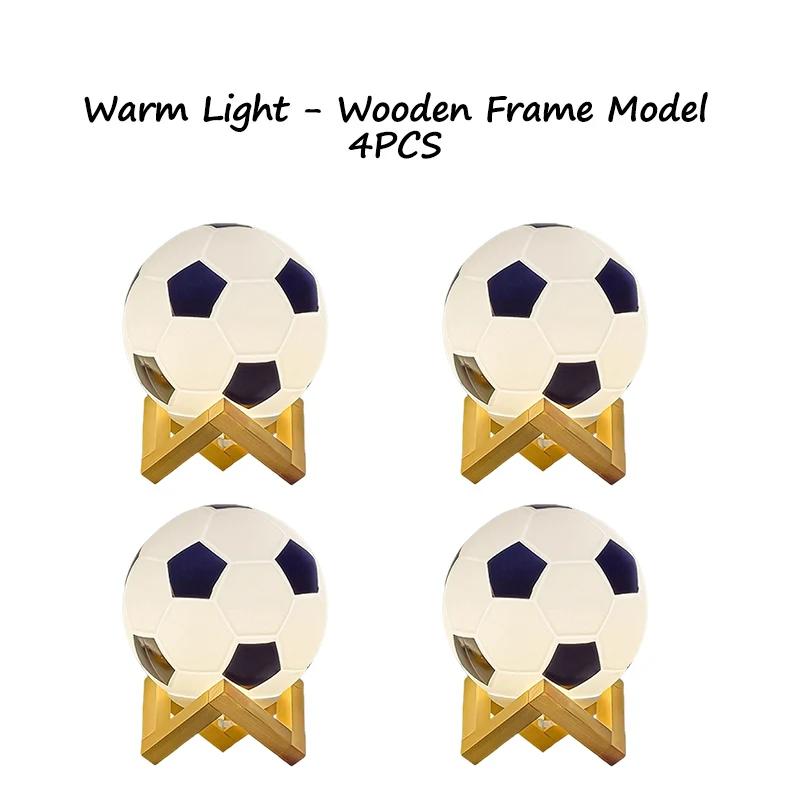 LED-fotbollsnattlampa massivt trä glas litet bordsljus Fjärrkontroll Dimning vid sängkanten sovrum Studiedekoration nattlampa