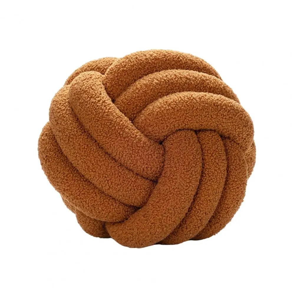 Knotted Ball Pillow Indeformable Eco-friendly Knotted Ball Plush Pillow Hand-woven Knotted Ball Back Throw Pillow 22cm