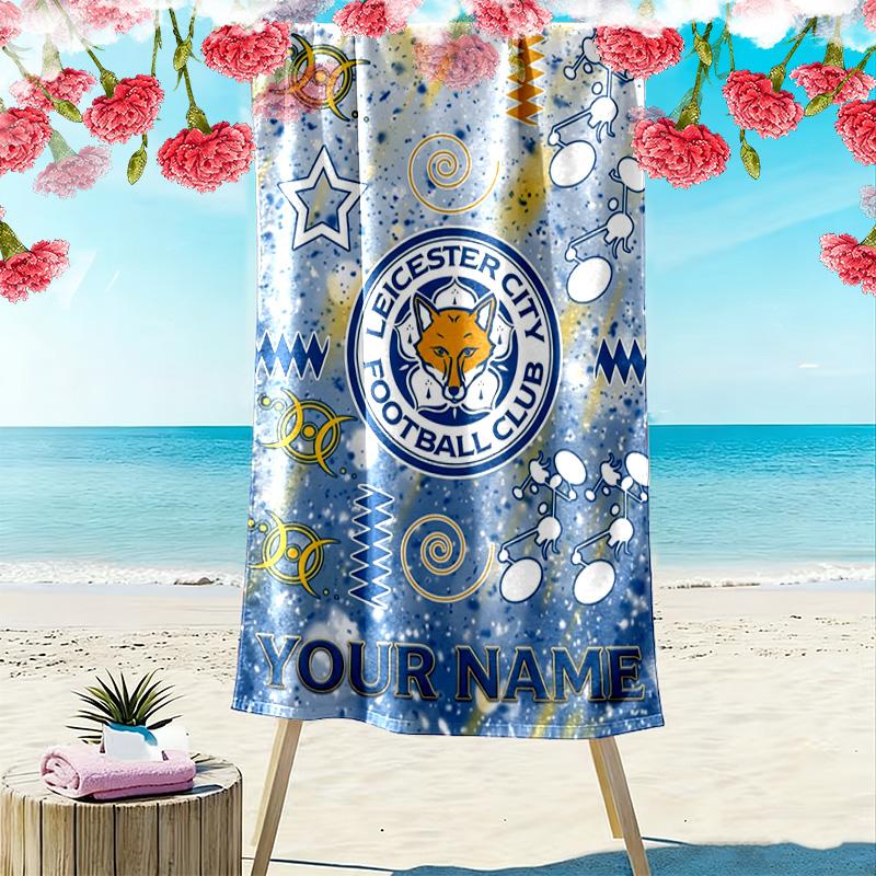 Name Custom Leicester City FC Logo Print Beach Towel, Large Soft Quick Dry Towel for Beach Camping Swimming