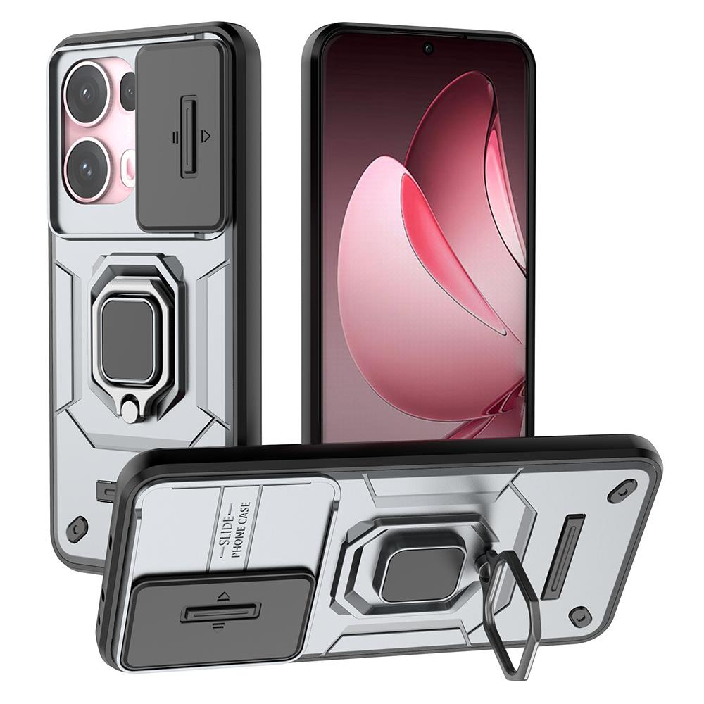 For Oppo Reno13 Pro 5G Case PC + TPU Kickstand Phone Protector with Lens Cover
