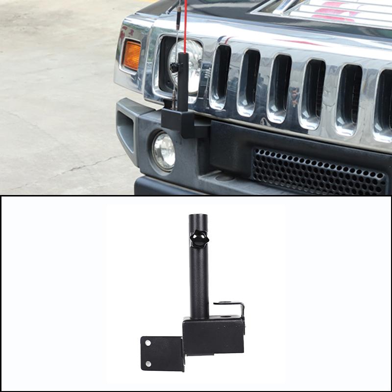 Carbon Steel Black Front Bumper Antenna Flagpole Bracket For Hummer H2 2003 2004 2005 2006 2007-2009 Car Exterior Accessories
