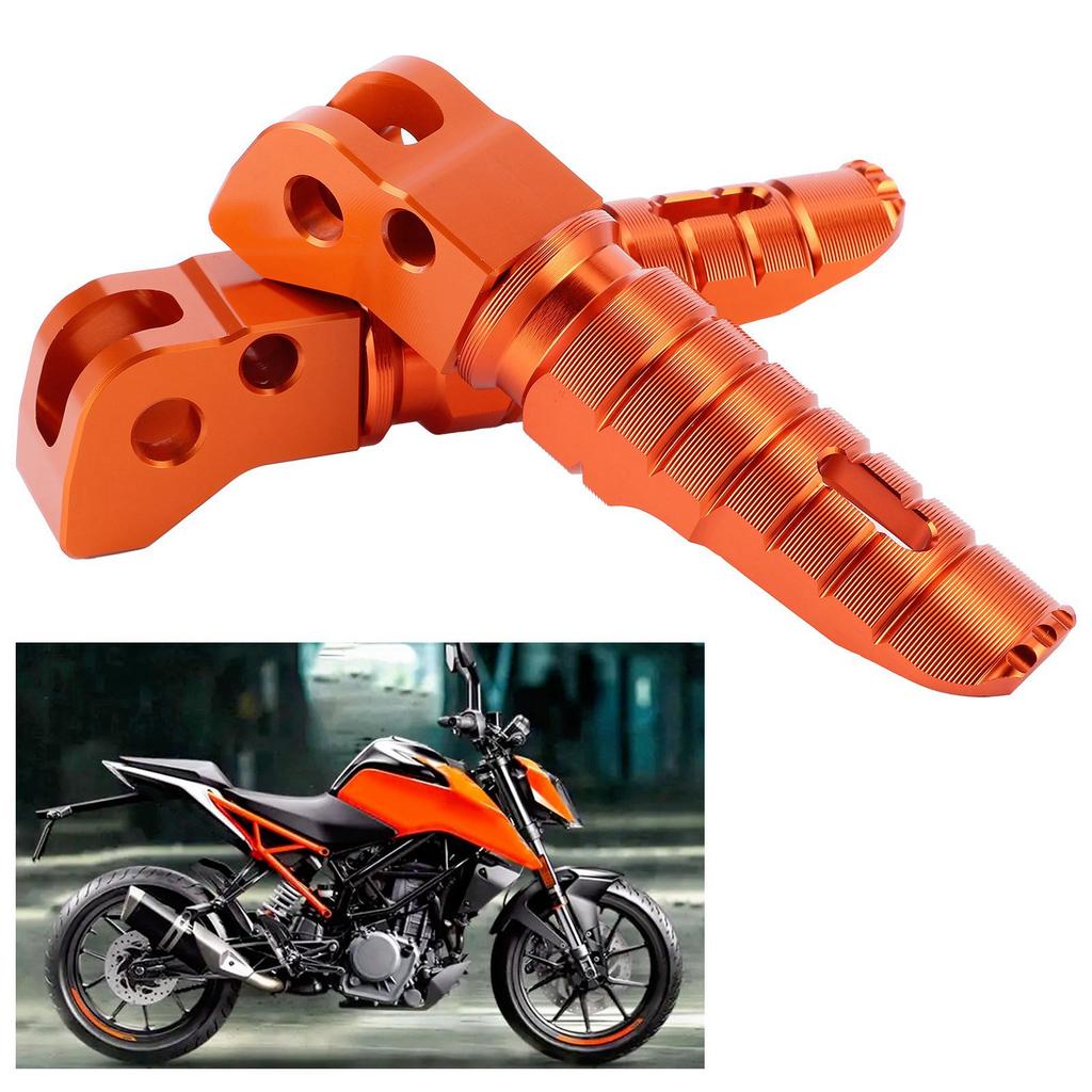 1 Pair Aluminum Alloy Rear Foot Peg Motorcycle Modification Accessory Fit for 125 250 300 RC200 390 2014+(Orange )