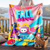 Warm Flannel Blanket Fall Guys Pattern, Lightweight Comfortable Throw Blanket for Bed Sofa Use