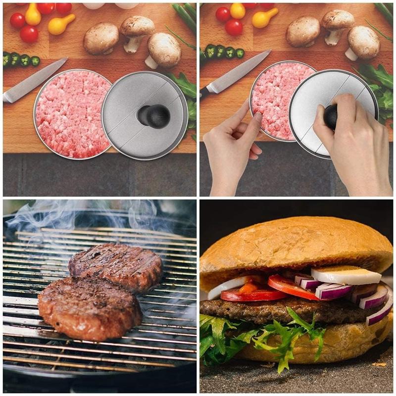 

BAAU Hamburger Press Patty Maker Set Non-Stick Meat Patty Presser Handle Patty Burger Maker Mold For Home & Kitchen чорний