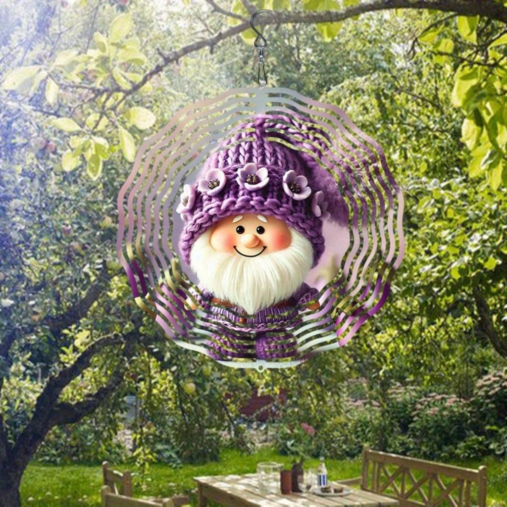 Metall Windspiel Aufhänger Outdoor Gartendekor mit Wichtel Tannenzapfen Schneeflocken für Veranda Hof Vogelabwehr Festliche Feiertags Weihnachtsdeko