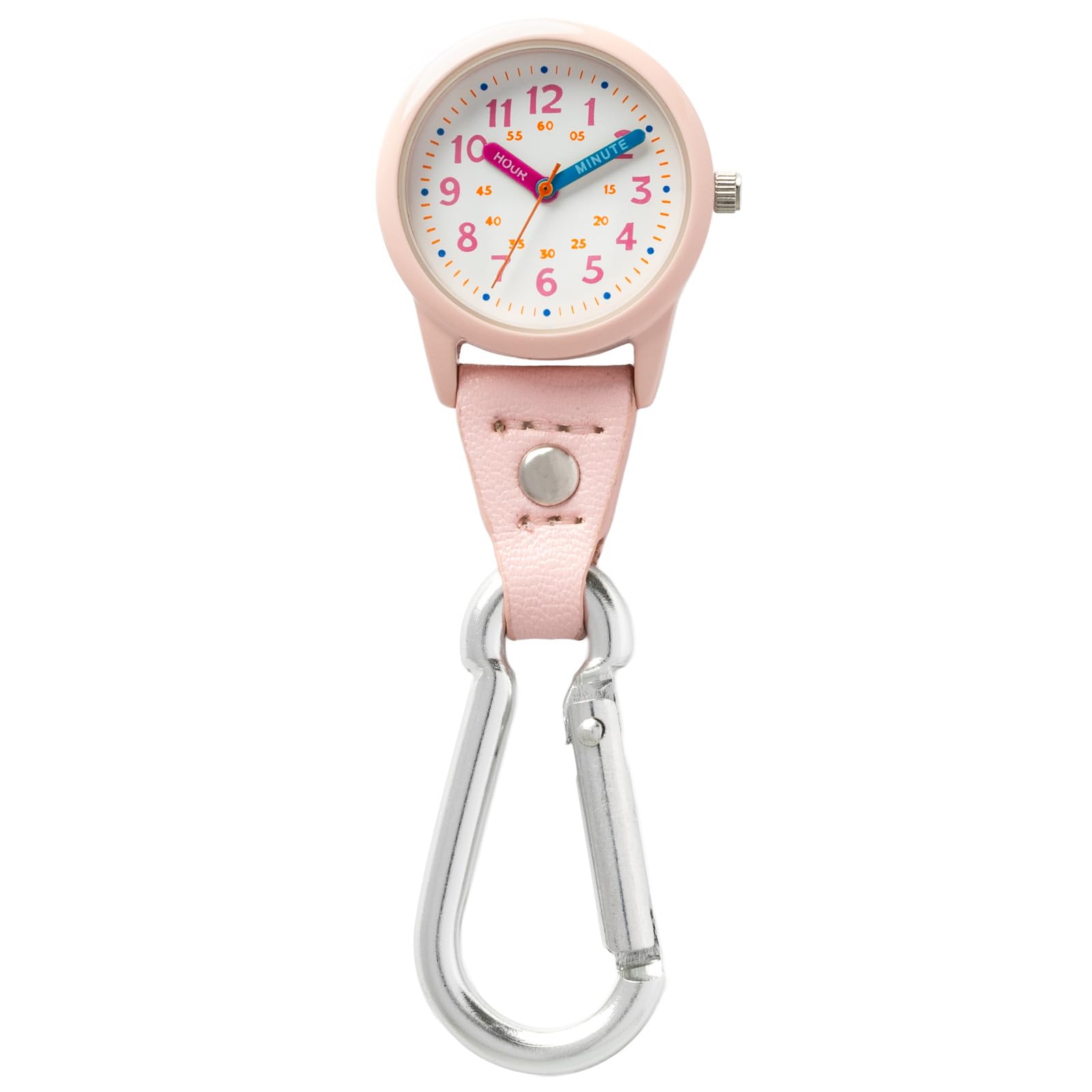 CREPHA Keychain Watch Carabiner Watch for Kids School Educational Analog Waterproof Small Mini Size Backpack Attachment Pink (Elementary Students) розовый