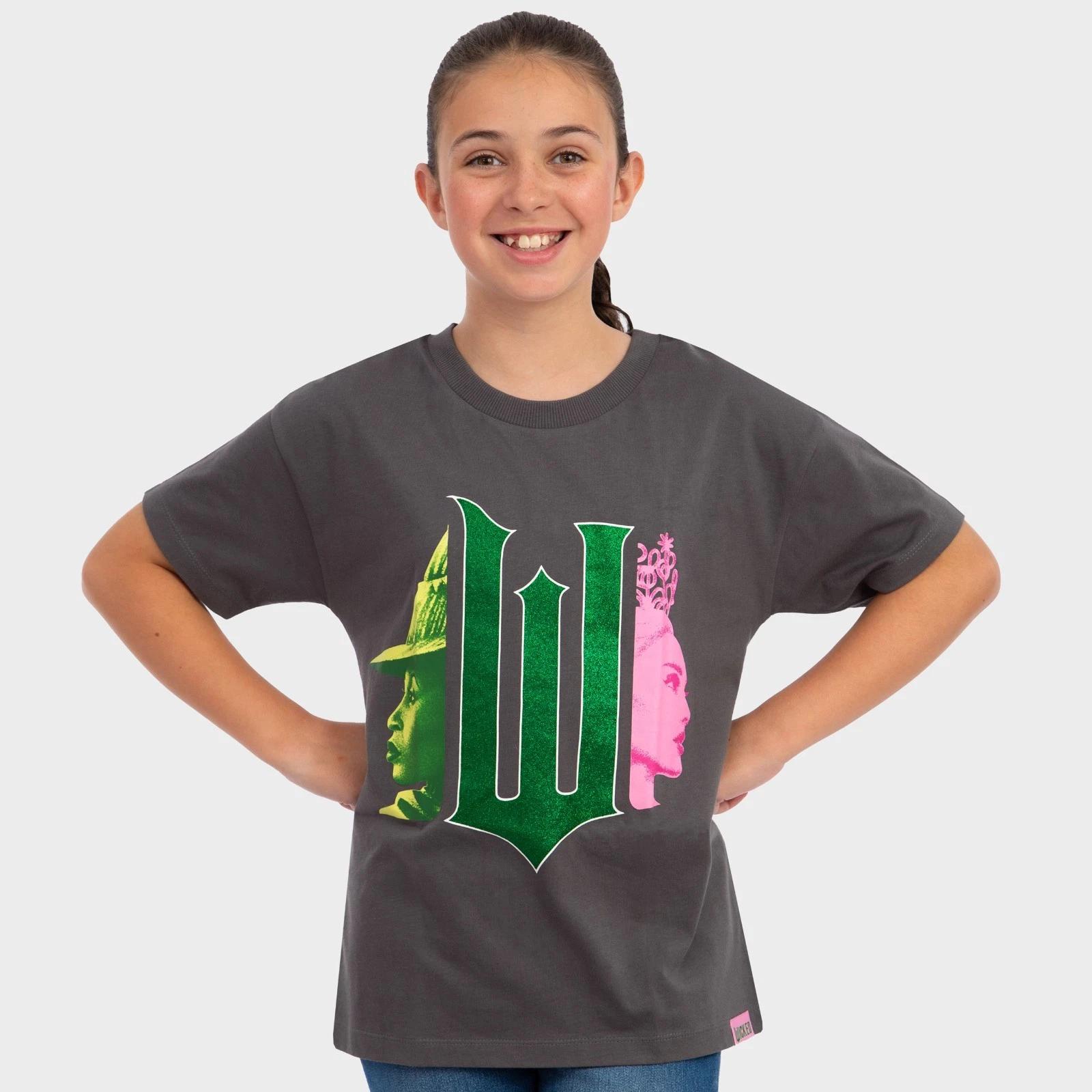 

Wicked T-Shirt, Elphaba And Glinda Girls T-shirt, Glittery Short Sleeve Top 120