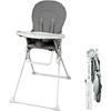 BAMBISOL Cadeira alta fixa com mesa ajustável em profundidade cinza