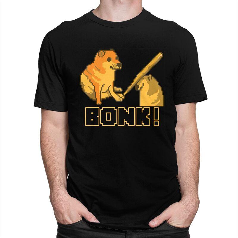Vlastní Cheems Bonk Meme Pixel Art Trička pro Muže Krátký Rukáv Volnočasové Tričko Shiba Inu Pes Tričko 100% Bavlna Trička Nápad na Dárek