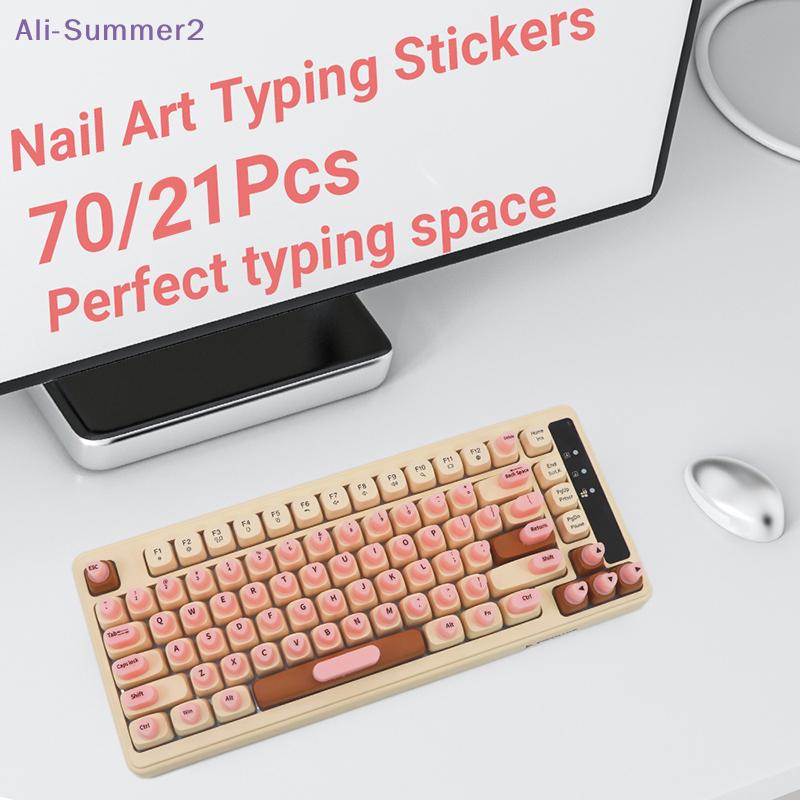 {Summer2} 70/21pcs Raised Adhesive Keyboard Stickers For Long Nail Art Keyboard Bubbles Self-for Long Nails Silicone Typing