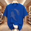 Men'S Print T-Shirt  Double Whale Totem Print Blue And White Contrast Design Casual Breathable