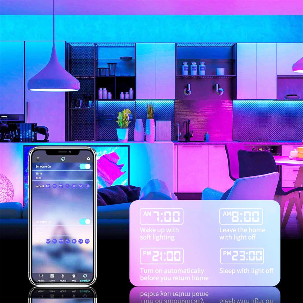 LED Strip Lights RGB5050 Bluetooth Control Led Ribbon Tape with 44 Keys Remote Lights Strip for Room Decoration TV Backlights