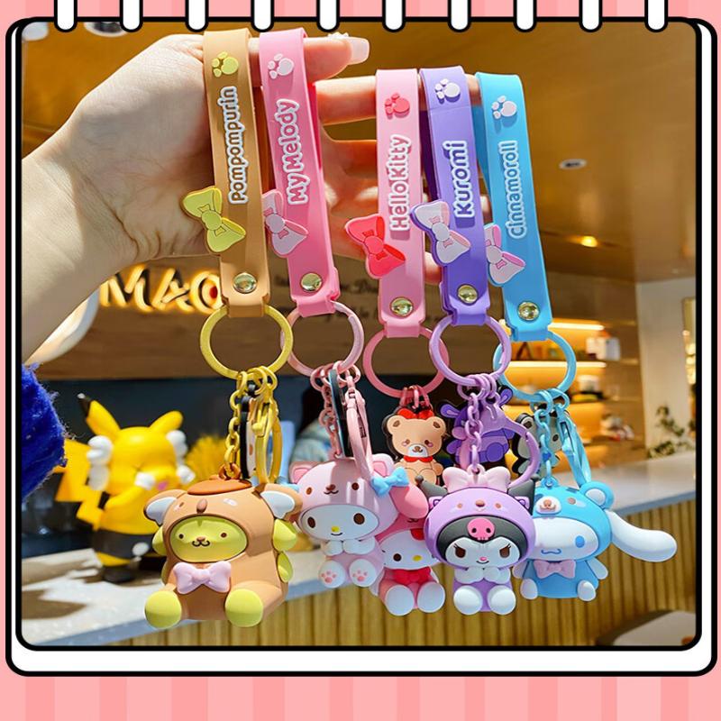 Sanrio Hello Kitty Figures Keychain Kawaii Melody Kuromi Doll Pendant Decoration Keyring Jewelry Girl&Kid Gifts Toys