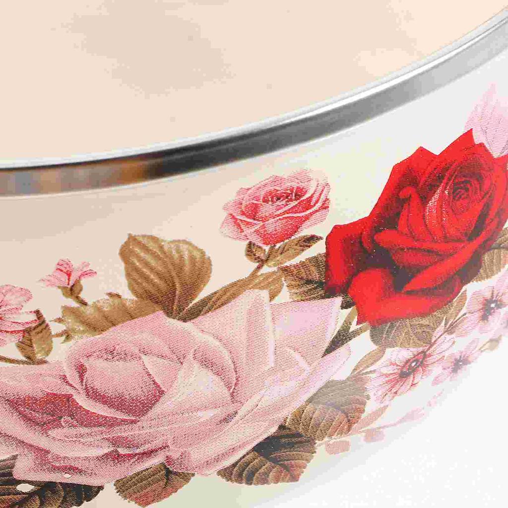 Enamel Soup Pot Stock Stew Chinese Bowls with Lid Ramen Kitchen Stockpot Pans for Cooking Cute