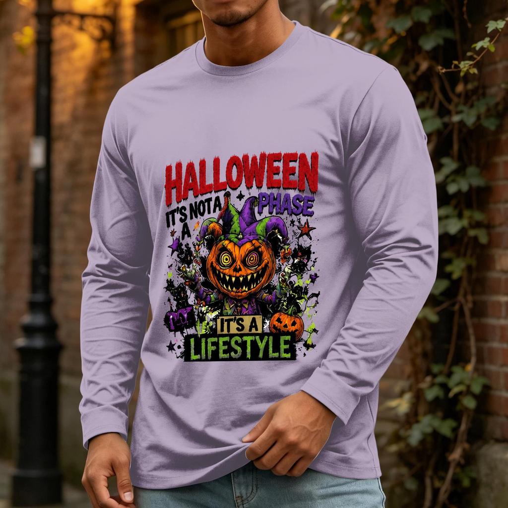 Men's Halloween Long Sleeve Neck Casual T-Shirt for Holiday Party