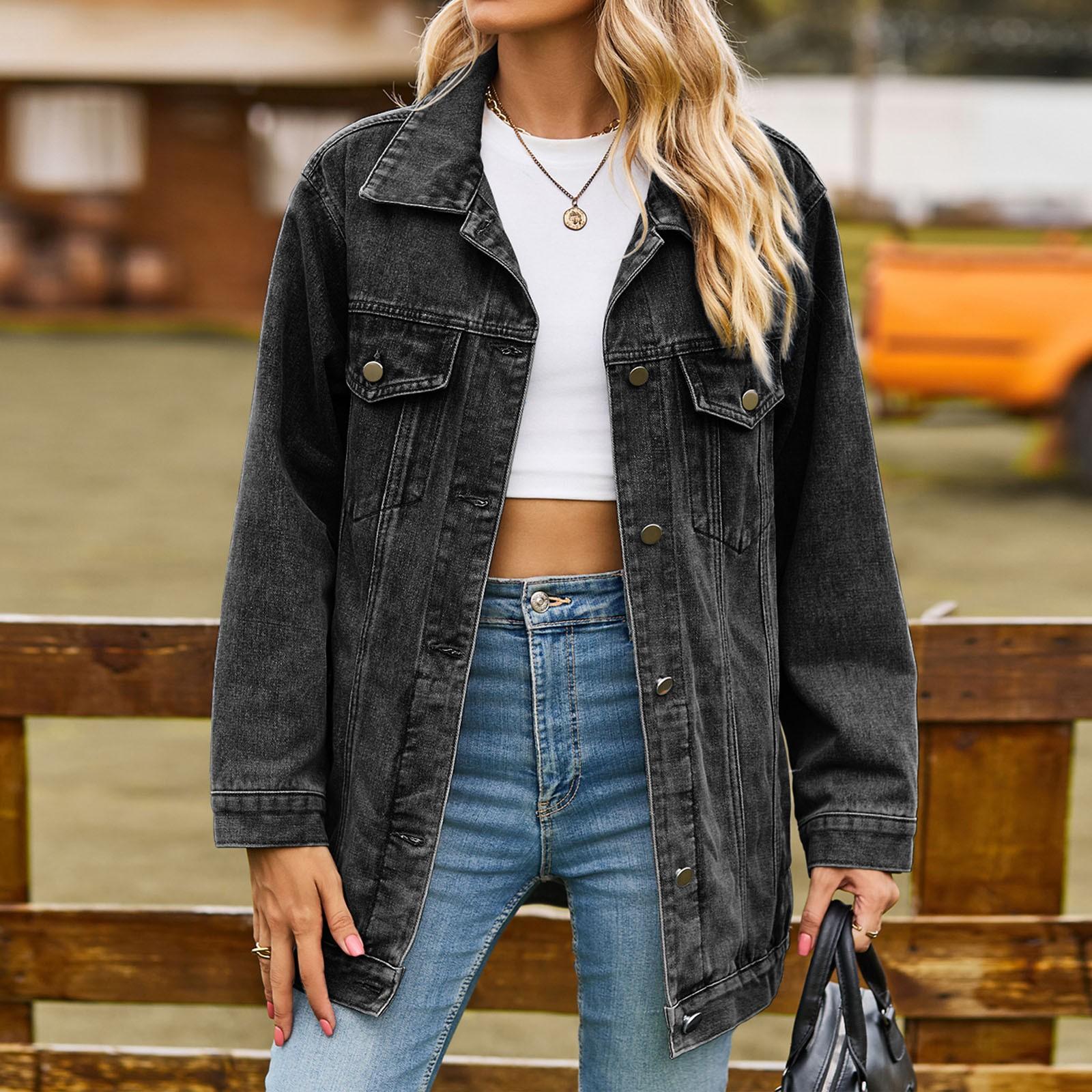 

Женская классическая винтажная свободная джинсовая куртка-топ S