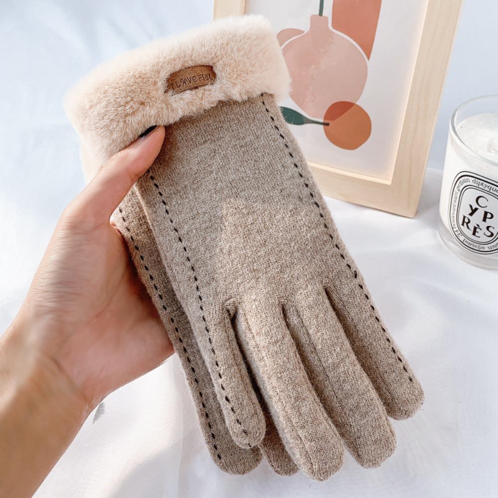 Warm gloves women's winter velvet thickened suede autumn and winter cold touch screen new cycling skiing gloves