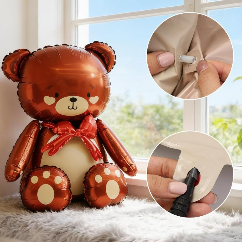 Bow Bear Aluminum Film Balloon Upright Design Boys Girls Birthday Gifts Ballons Party Decorations Anniversary Bear Balloons
