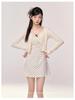Women's Petite Polka Dot Maxi Dress & Cardigan Set