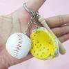 Wood Baseball Bat Cap Team Gift Faux Leather Baseball Fans Accessory Baseball Keychain Pendant