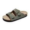 Unisex Flat Sandals with Suede Insole, Open Toe Adjustable Slides for Summer Flip Flops ,leather Slippers