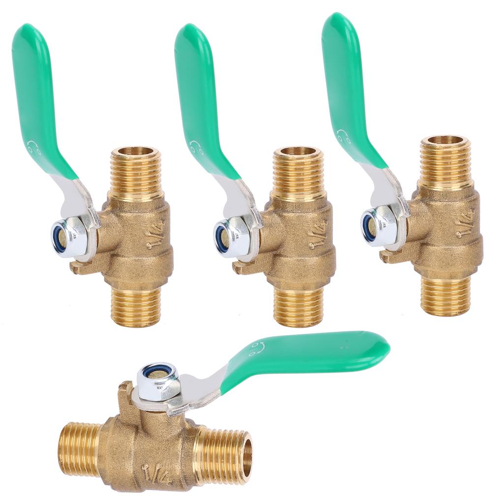 4pcs 1 4in Ball Valve Thicken Double External Thread Brass Drain Shut Off Switch Water Pipe Plumbing Systerm