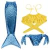 Mermaid Swimsuit Girls Middle School Elder Princess Split Skirt Elementary School Mermaid Baby Three-Piece Set