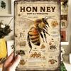 Vintage Bees & Honey Metal Tin Sign for Kitchen Farm Interior Decor