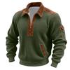 Men's Solid Color Corduroy Zipper Neck Long Sleeve Top Men's Casual Lapel Top
