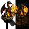 Solarbetriebene Drachenstatue Gartenlicht mit warmem Schein Gotische Mittelalter Fantasy Hofdekoration für Halloween Außenbereich Terrasse Rasen Ornament