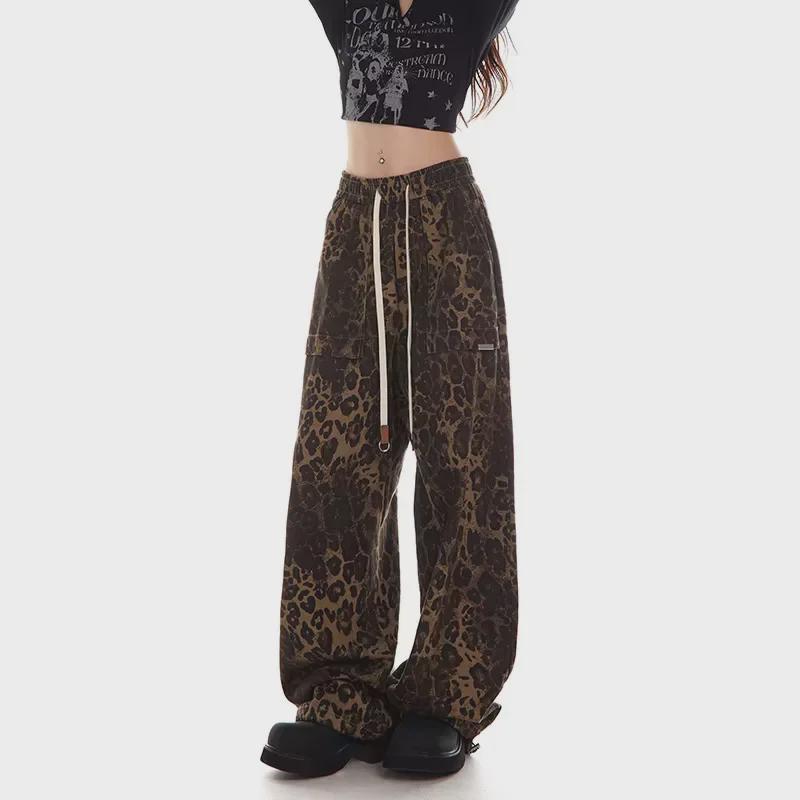 Monos Retro con Estampado de Leopardo para Mujer 2024 - Pantalones Trendy Sueltos Casuales de Street Dance
