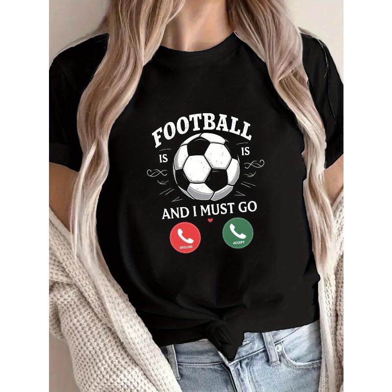 

European sizes T-Shirt with a Print Saying Football Is Calling , Featuring a Soccer Ball Design, Short Sleeves, And a Casual Crew Neck 4XL чорний