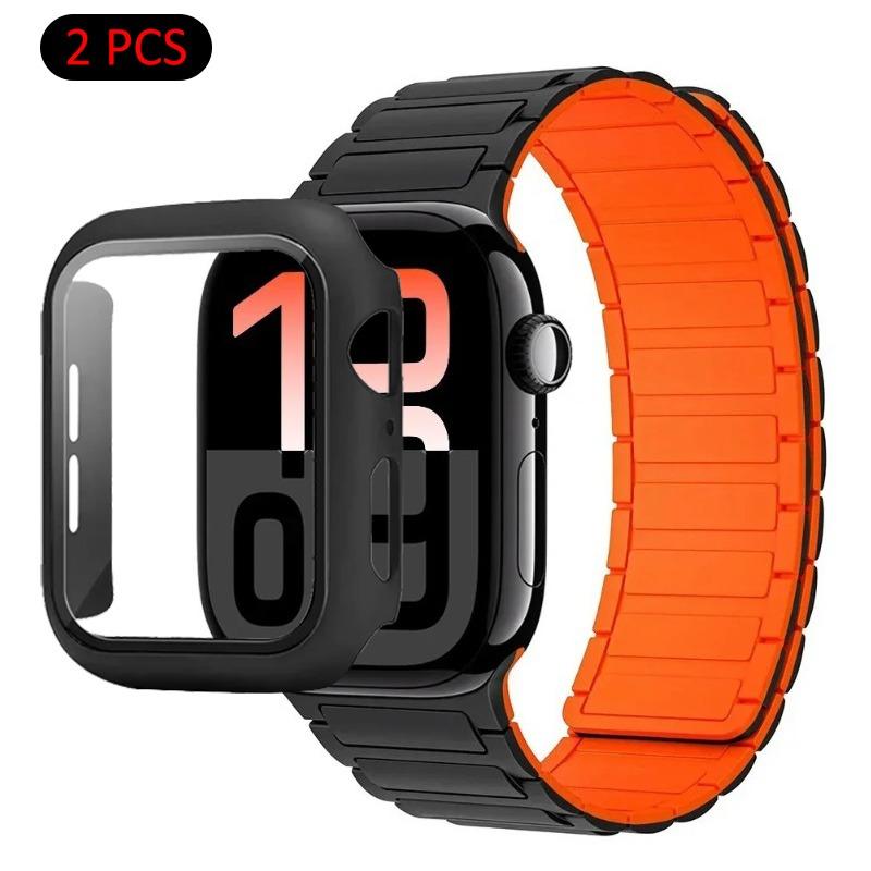 Silicone Strap+Case For Apple Watch Ultra 3/2/1 49mm 11 10 46mm 42mm Magnetic Band iWatch 9 8 7 45mm 41mm 6 5 SE 44mm/40mm Cover