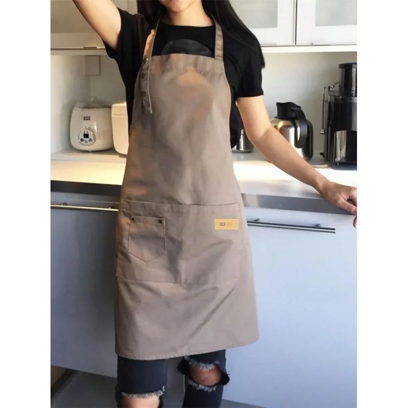 Thicken Waterproof Kitchen Apron Woman's Solid Color Cooking Men Chef Waiter Cafe Shop Barbecue Barber Bib Kitchen Accessories