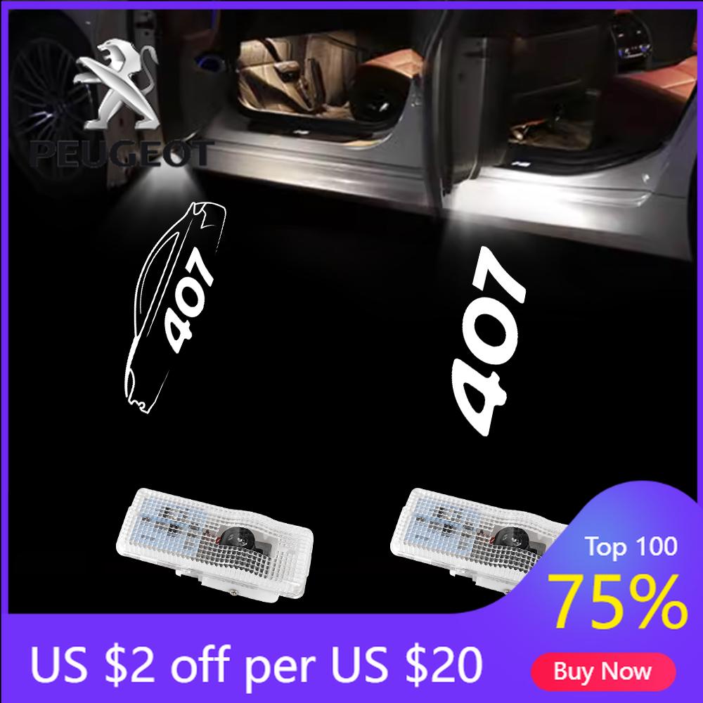 2026 Hot Car Sticker 2pcs LED Ghost Shadow Projector Car Door Light Custom Laser For Peugeot 407 2004 2005 2006 2007 2008-2012 F