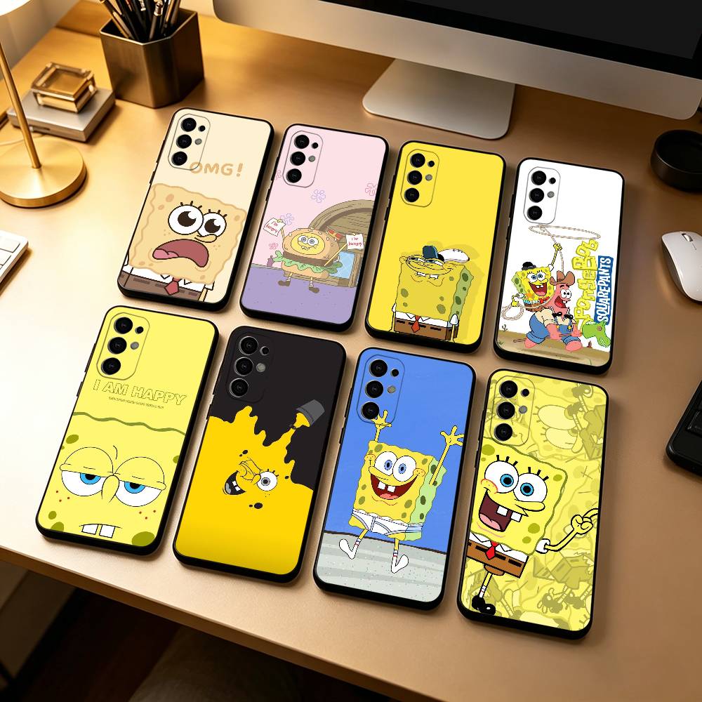 Animation S-Sponge Funny Z-Bob Phone Case Black Silicone Soft For Samsung S25,S24,S21,S22,S23,S30,Ultra,S20,Plus,Fe,Lite
