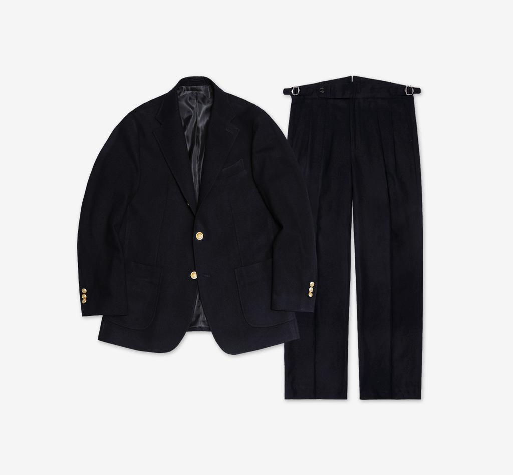 Solti W412 Reve Pleats Wool Trousers (Dark Navy)