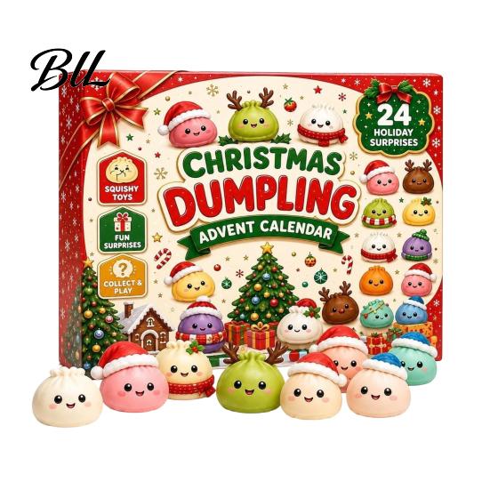 Cute Desk Accessory 24 Day Christmas Countdown Calendar, Soft TPR Bun Squeeze Toy Birthday Gift for Children Set Stress Relief, Festive Holiday