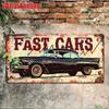 D Flat Printing Pc Vintage Metal Sign for Decorationg Only Outdoor Wall Art FAST CARS Classic Racing Scene Retro