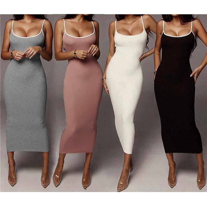 Mujeres Moda de verano Sexy Strap Vestido sin espalda Elegante Noche Color  sólido Vestidos largos comprar a buen precio — entrega gratuita, reseñas  reales con fotos — Joom
