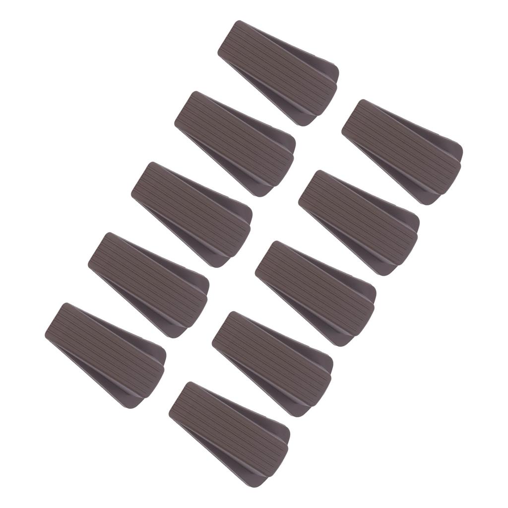 10Pcs Brown Door Stopper Set Convenient Practical Robust No Deformation Door Stop Wedge Kit for Home
