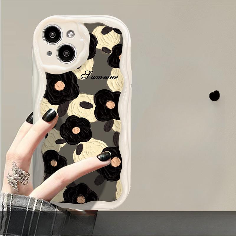 Anwendbar auf Apple 14promax Handyhülle Neue Damen IPhone 13 Ölgemälde Blume Ständer 11/12 Silikon Weich