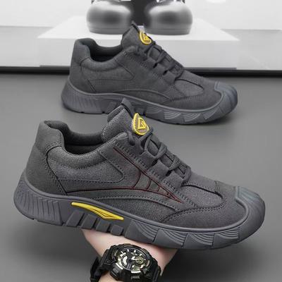 Sapatos de Trabalho de Segurança Masculinos Leves Tênis Masculinos Vintage Respiráveis para Caminhada Resistentes ao Desgaste Antiderrapantes de Cano Baixo para Uso Externo
