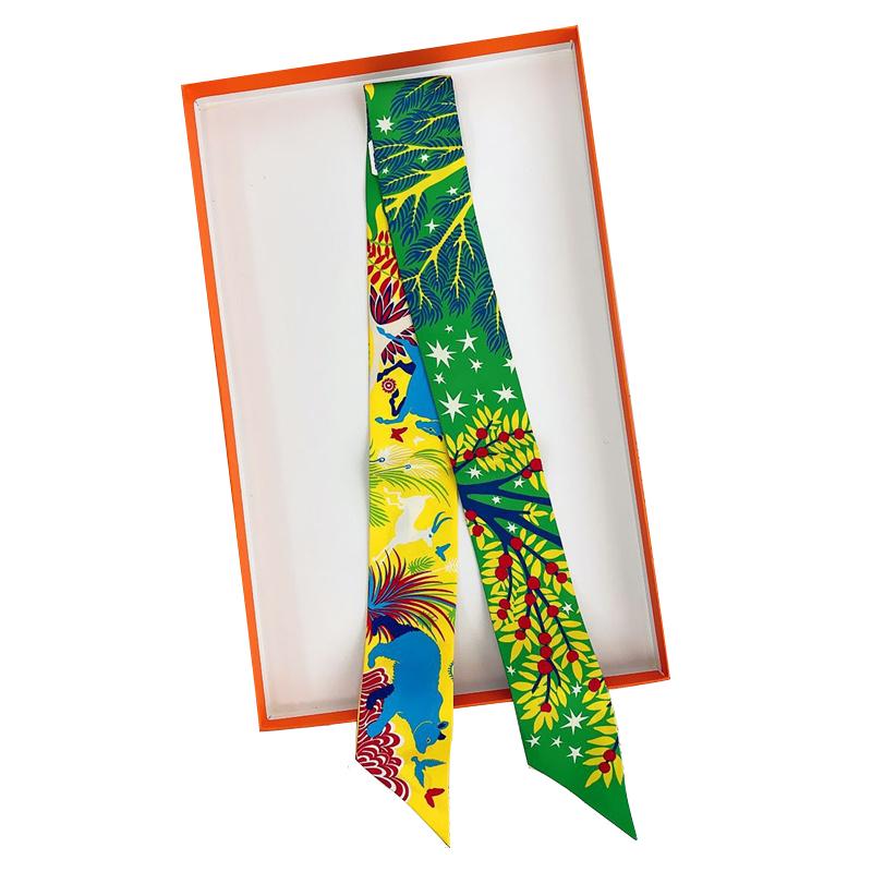2025 Brand Design Horse Animal Women Mulberry Silk Scarf Luxury Scarves Headband Foulard Skinny Bag Wrap Scarves Neckerchief