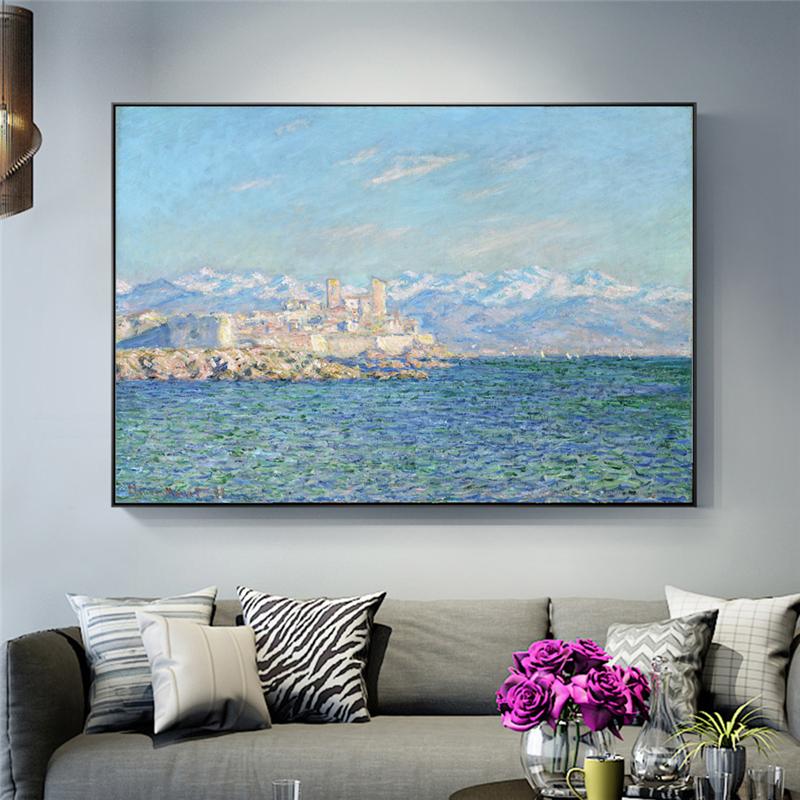 Claude Monet Antibes Afternoon Effect Paintings Reproduction On The Wall Art Canvas Prints Decorative Pictures For Living Room